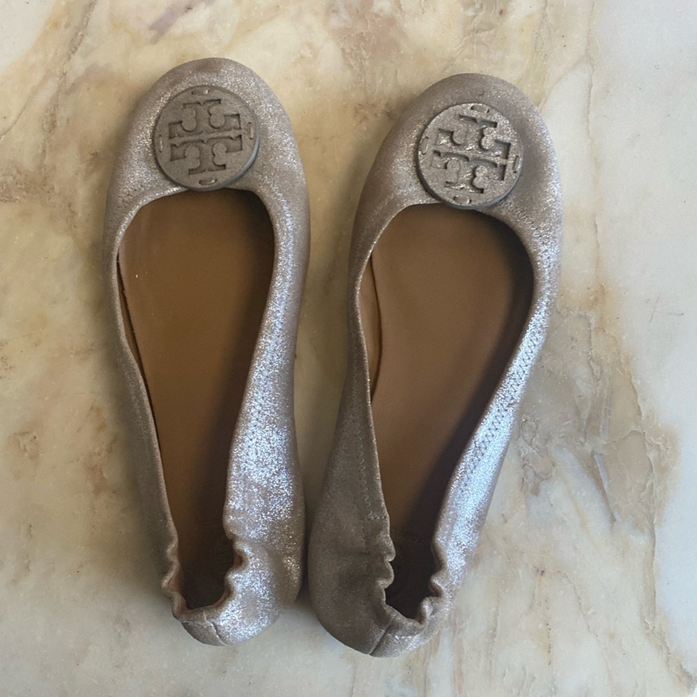 Tory Burch Metallic Minnie Travel Flat